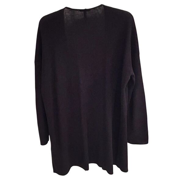 Eileen Fisher Black Knit Open Long Cardigan Size Small - Picture 5 of 6